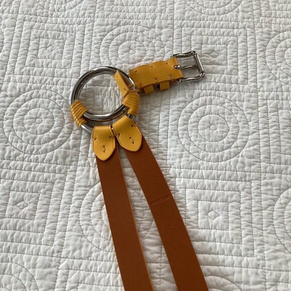 RALPH LAUREN Vachetta Leather Crescent O-Ring Equestrian TRI-STRAP Waist Belt Si - Picture 14 of 16
